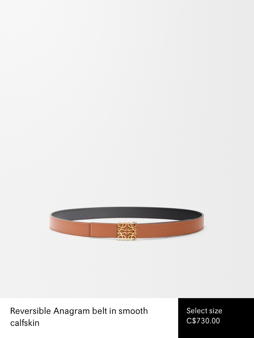 No Offers - Loewe Reversible Tan Black Leather Belt Gold Anagram Buckle